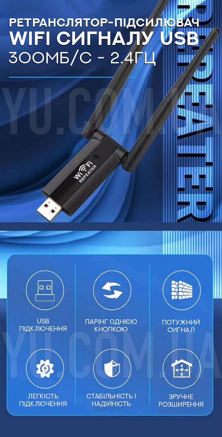 Ретранслятор-підсилювач WiFi сигналу USB